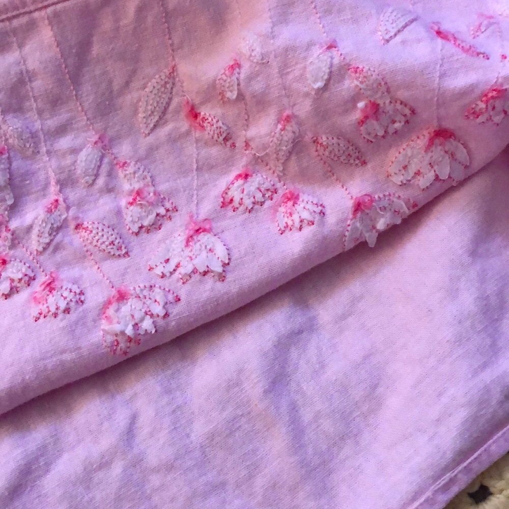 Zoey Soft Pink Floral Embroidery Sleeveless Summer Dress Girl’s Sz 5 Linen Blend - Picture 8 of 12